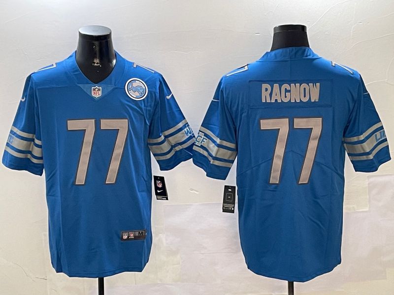 Men Detroit Lions #77 Ragnow Blue Second generation 2024 Nike Limited NFL Jersey style 2->detroit lions->NFL Jersey